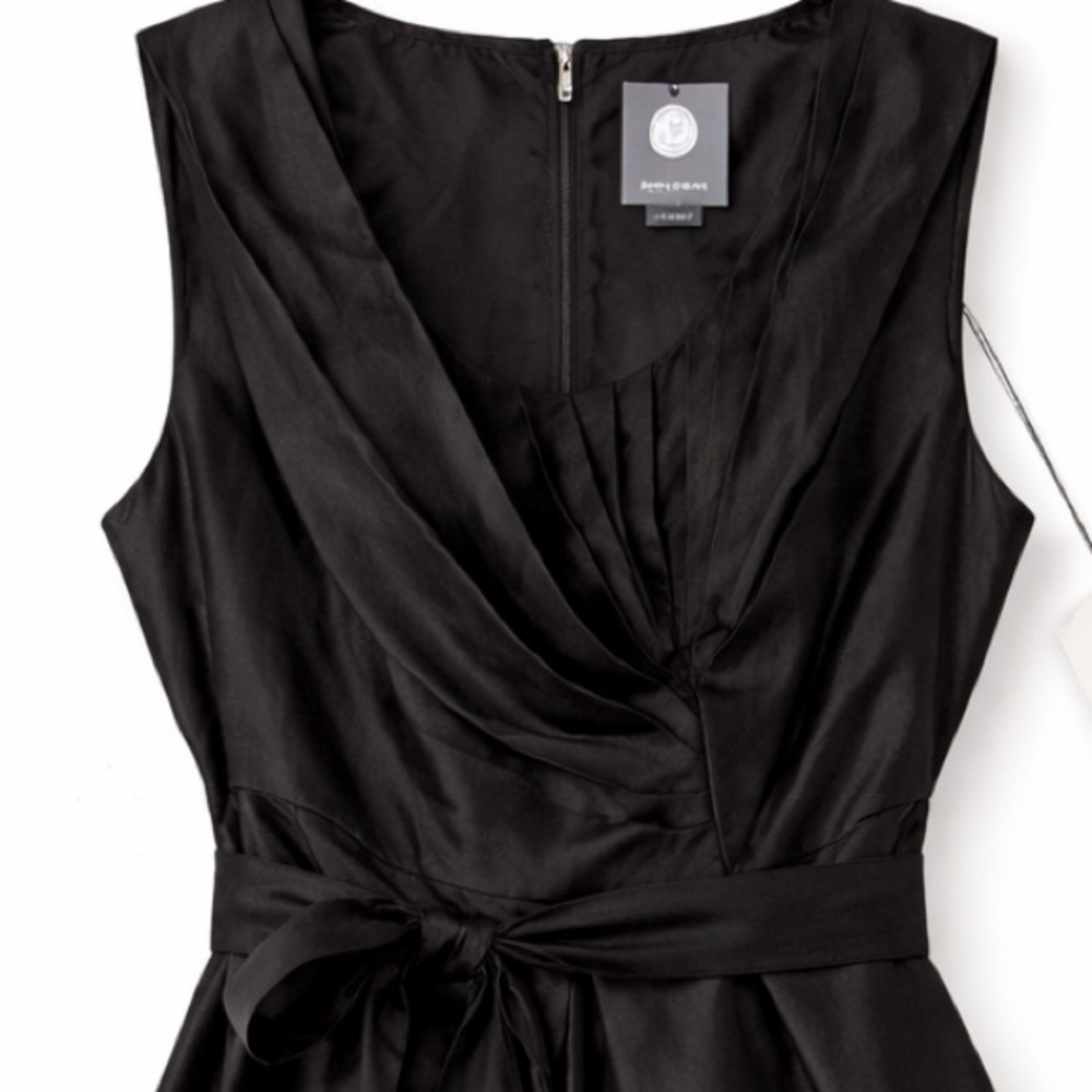 Anthropologie Black Luxury Midi Dress Size 8 Tie Waist Cocktail Party Quillaree - Picture 6 of 9